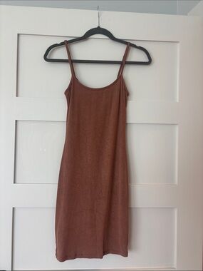 Brown Spaghetti Strap Mini Dress - Sleek Everyday Slip